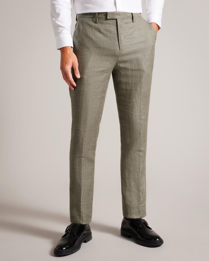 Pantalon Ted Baker Slim Fit Linen And Wool Vert Foncé Homme | YHF-28912808